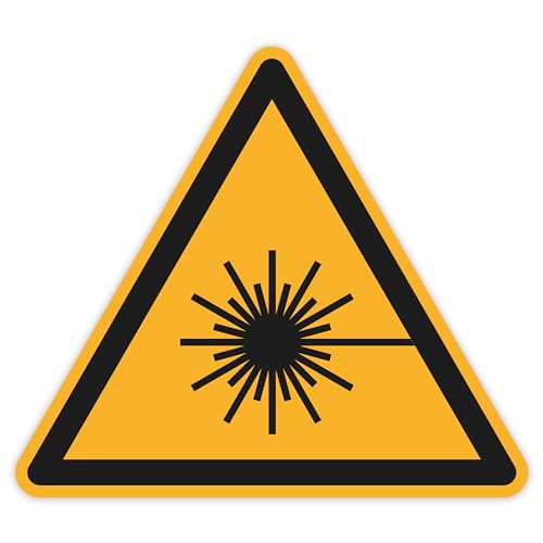 Schild Warnzeichen 100mm - DIN EN ISO 7010 - ASR A1.3 - Für Innen und Aussen - 10cm - PVC Aufkleber - selbstklebend (10, W004 Warnung vor Laserstrahl) von Blacked LaserTEC