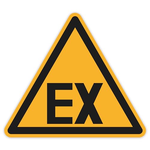 Schild Warnzeichen 150mm - DIN EN ISO 7010 - ASR A1.3 - Für Innen und Aussen - 15cm - PVC Aufkleber - selbstklebend (25, D-W021 Warnung vor explosionsfähiger Atmosphäre) von Blacked LaserTEC