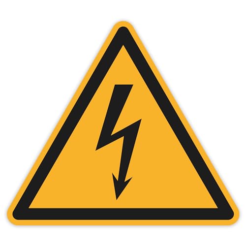 Schild Warnzeichen 200mm - DIN EN ISO 7010 - ASR A1.3 - Für Innen und Aussen - 20cm - PVC Aufkleber - selbstklebend (1, W012 Warnung vor gefährlicher elek. Spannnung) von Blacked LaserTEC