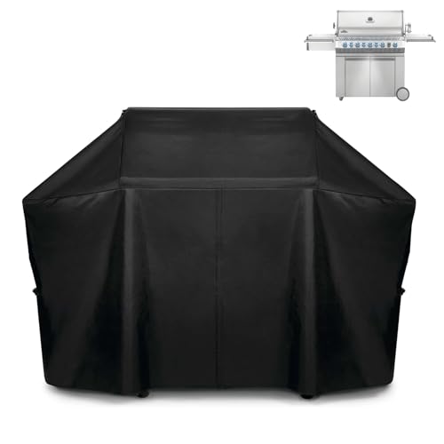 Grillabdeckung 61665 für Napoleon Prestige PRO 665 Grill, 600D strapazierfähiges PU-Material, wasserdicht, UV-geschützte Abdeckung, Klettverschluss, verstellbare Schnallenriemen von Blackhoso