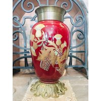Große 19. Jahrhundert Emaillierte Bronze Vase Mit Emaille Schmetterling Designs von BlackpearltreasureIT