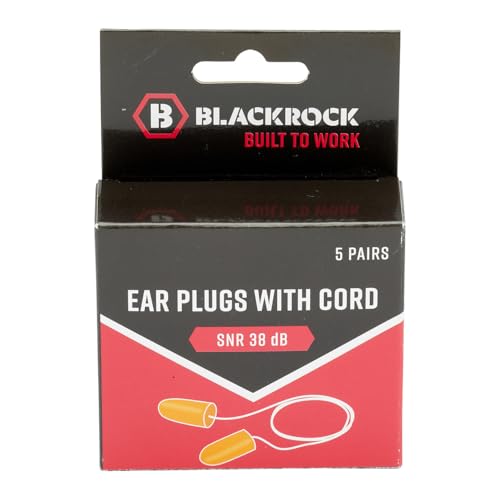 Blackrock 5 Pack Schutzschaum-Ohrstöpsel mit Schnur, SNR39db, wiederverwendbar, Schutz/Abwehrmittel für Arbeit, für Erwachsene, In Ear Defenders Blackrock 5 Pack Schutzschaum-Ohrstöpsel mit Schnur, SNR39db, wiederverwendbar, Schutz/Abwehrmittel für Arbeit, für Erwachsene, In Ear Defenders von Blackrock