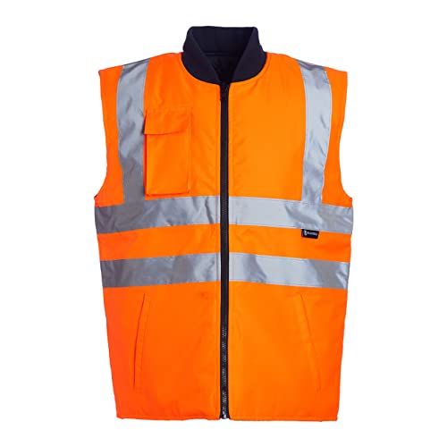 Blackrock Wende-Bodywarmer, für Herren und Damen, gesteppt, mit warmem Reißverschluss, hohe Sichtbarkeit, reflektierend, vollständig EN-zertifiziert, Größe L, Orange/Marineblau von Blackrock