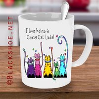 Blackshoe®, Crazy Cat Lady Becher, Katzenbecher, Katzengeschenk, Individuelle Tasse, Katzenliebhaber, Kaffeetasse, Lustige Lustiges von Blackshoegifts