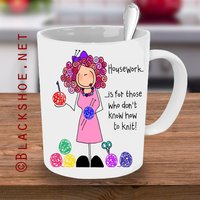 Strickbecher, Geschenk Für Sie, Individuelle Tasse, Einzigartige Handgemachte Süße Lustige Strickerin, Hausarbeit, Stricken von Blackshoegifts