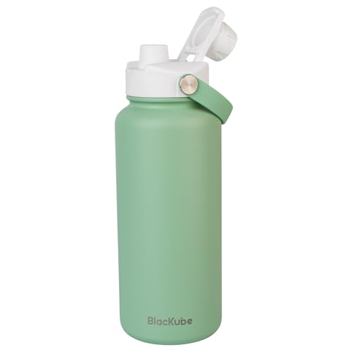 Blackube Edelstahl Trinkflasche 1000ml-Thermosflasche Thermoskanne - BPA-Frei, Auslaufsicher, Große Trinkflasche aus Metall für Sport, Schule, Fitness, Outdoor, Camping-Semporna Green von Blackube