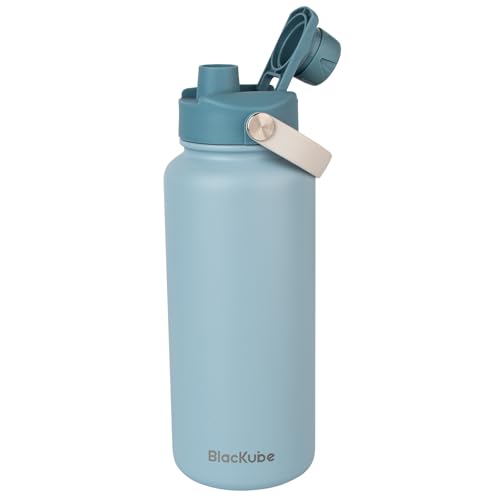 Blackube Edelstahl Trinkflasche 1000ml-Thermosflasche Thermoskanne - BPA-Frei, Auslaufsicher, Große Trinkflasche aus Metall für Sport, Schule, Fitness, Outdoor, Camping von Blackube