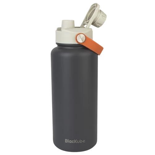 Blackube Edelstahl Trinkflasche 1000ml-Thermosflasche Thermoskanne - BPA-Frei, Auslaufsicher, Große Trinkflasche aus Metall für Sport, Schule, Fitness, Outdoor, Camping von Blackube