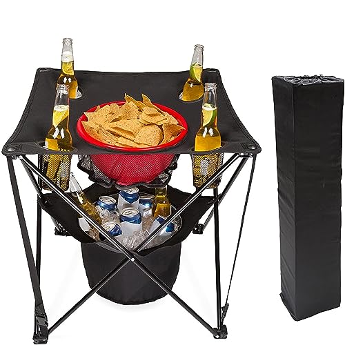 Blackvapor Campingtisch klappbar multifunktionaler Picknicktisch Outdoor Camping Tisch mit 4 Getränke-Halter Kleiner Partytisch klappbar Camping Möbel schwarzer Klapptisch von Blackvapor