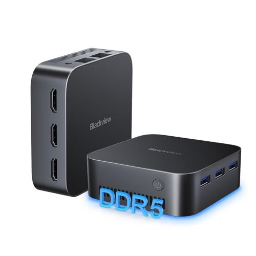 Blackview MP80 Mini PC Intel Alder Lake N97 (bis zu 3,6 GHz) 16GB LPDDR5 RAM 512GB M.2 SSD, Mini Computer, 4K UHD Desktop PC, DREI HDMI, Gigabit Ethernet, 5G WiFi, für Business/Heimkino von Blackview