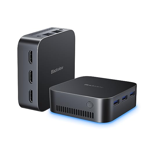 Blackview MP80 Mini PC Win-11 Pro, Intel Alder Lake N95(bis zu 3,40 GHz),16GB DDR5 RAM 512GB Mini Desktop Computer, 4K@60Hz UHD Triple Display, 5G WiFi, BT4.2, RJ45*2, USB3.0*3, Micro PC Büro Business von Blackview