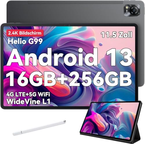 Blackview Mega1 Tablet 12 Zoll Top Gaming Tablet,16GB RAM+256GB ROM(2TB TF), Android 13 Helio G99 Octa Core,4G LTE,5G WiFi,2.4K FHD Widevine L1 mit Netflix 1080p,8800mAh,50MP+13MP Kamera,33W,GPS von Blackview