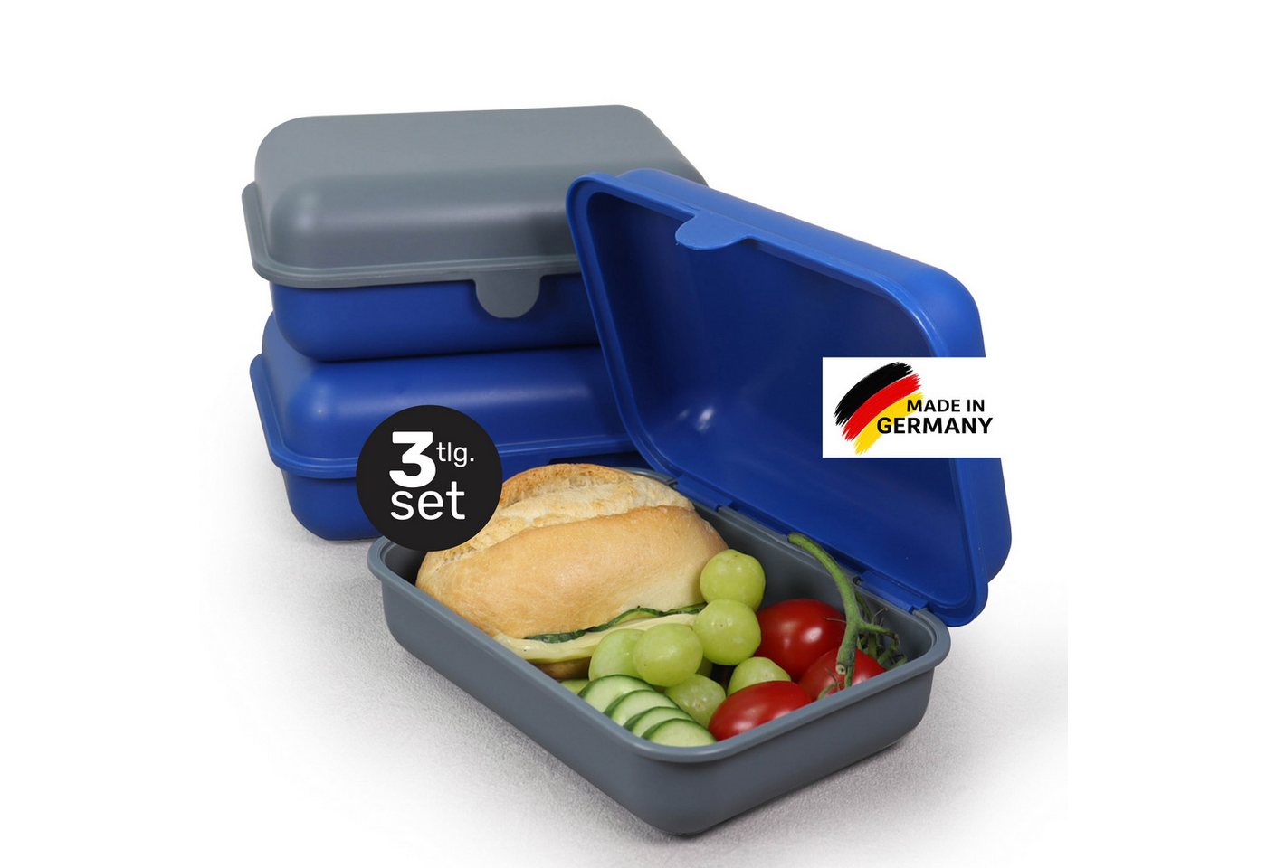 Blade Lunchbox Lunchbox 3er Set 1200 ml – Brotdose mit Deckel - Made in Germany, (3er Set), für Kinder & Erwachsene, BPA-frei, mikrowellen- & spülmaschinenfest von Blade