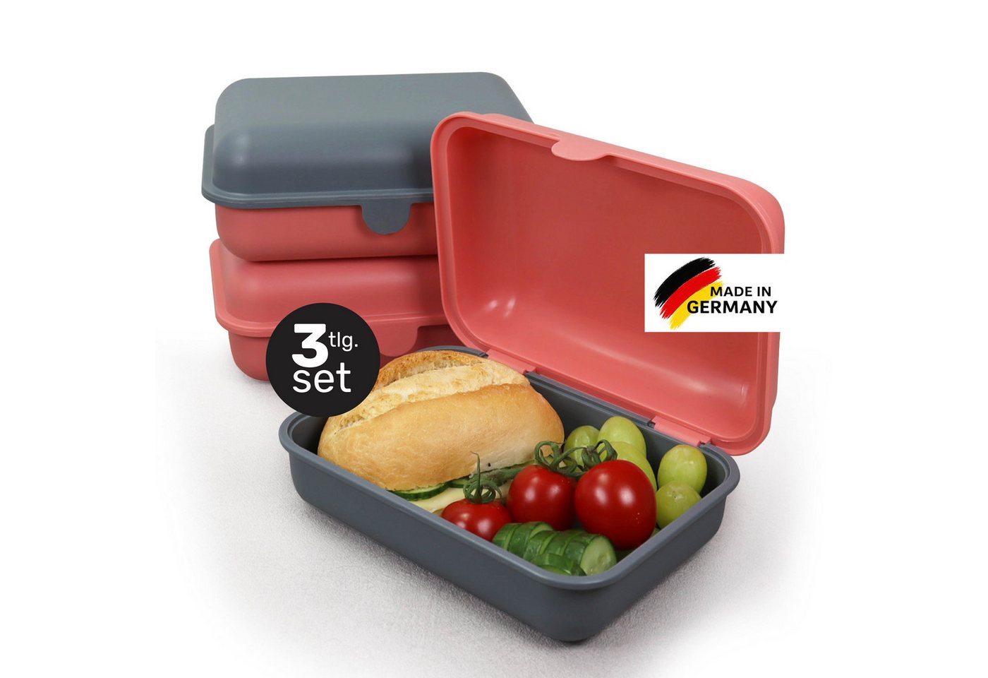 Blade Lunchbox Lunchbox 3er Set 1200 ml – Brotdose mit Deckel - Made in Germany, (3er Set), für Kinder & Erwachsene, BPA-frei, mikrowellen- & spülmaschinenfest von Blade
