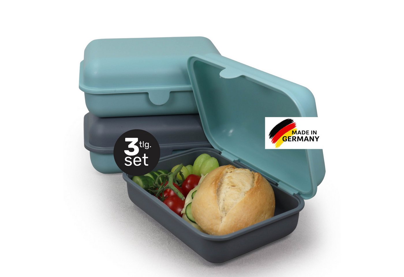 Blade Lunchbox Lunchbox 3er Set 1200 ml – Brotdose mit Deckel - Made in Germany, (3er Set, 3er Set), für Kinder & Erwachsene, BPA-frei, mikrowellen- & spülmaschinenfest von Blade