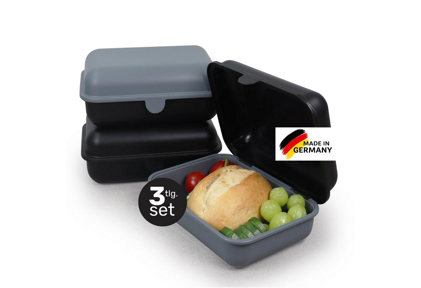 Blade Lunchbox Lunchbox 3er Set 1200 ml – Brotdose mit Deckel - Made in Germany, (3er Set), für Kinder & Erwachsene, BPA-frei, mikrowellen- & spülmaschinenfest von Blade
