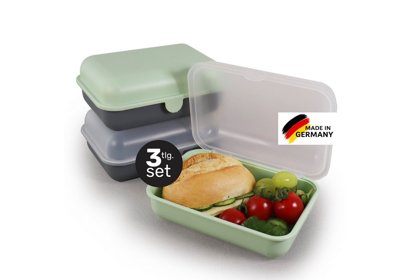 Blade Lunchbox Lunchbox 3er Set 1200 ml – Brotdose mit Deckel - Made in Germany, (3er Set), für Kinder & Erwachsene, BPA-frei, mikrowellen- & spülmaschinenfest von Blade