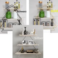 3-stufiger Dekorativer Tischorganizer, Perfektes Holz Metall 3-Regal Set Für Die Wohnkultur, Vielseitiges Holz-Wandregal von BladeDesignStore