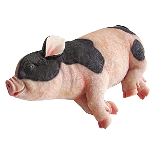 Design Toscano schlafendes Schwein Gartenfarm Tierstatue, Polyresin, vollfarbe, 30,5 cm von Design Toscano