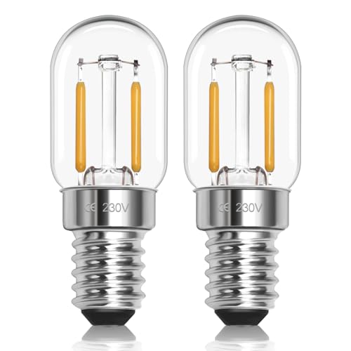 Blakapoo T22 E14 Led Glühbirnen 1W Kaltweiß 6000k, T22 Edison SES Small Screw Tubular Night Light Bulb, 15W Äquivalent, AC 220-240V, 150 Lumen, für Kühlschrank Salzlampe, 2er Pack von Blakapoo