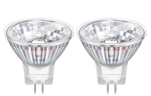 MR11 GU4 12V 10W Halogen Glühbirnen, GU4 Bi-Pin Sockel 30°Ausstrahlungswinkel, Dimmbarer Halogenstrahler Warmweiß 2800K, 35mm*35mm, Ersatzbirne für Glasfaser Weihnachtsbaum, 2er Pack von Blakapoo