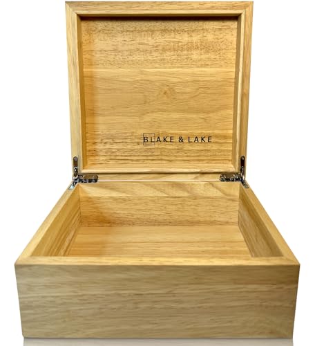 Blake & Lake Holzkiste Eco mit Scharnierdeckel – Aufbewahrungsbox aus massivem Eichenholz mit Deckel – Erinnerungsbox aus Holz – dekorative Holzkisten mit Deckel für Andenken (Eiche) von Blake & Lake