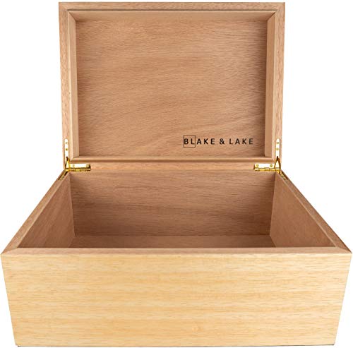 Aufbewahrungsbox aus Holz mit Deckel - Blonde Catchall Holz Aufbewahrungsbox - Schatz- und Geschenkbox für Zuhause - Dekorative Boxen mit Klappdeckel - Große Eichenkisten (Weiße Eiche) von Blake & Lake