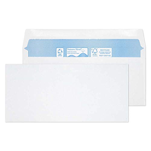 Blake Purely Environmental RN010 Nature First Recycling Umschlage Kuvertierhüllen Briefumschläge Naßklebung Weiß 102 x 216 mm 80g/m² | 1000 Stück von Blake