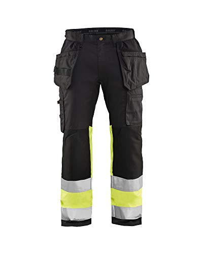 Blaklader 155818119933C58 High Vis Arbeitshose mit Stretch, Schwarz/Gelb, Größe C58 von BLÅKLÄDER