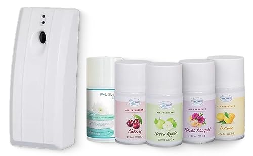 BLANC HYGIENIC Set: Duftspender Raumduft mit Tag/Nacht Modus + 3 Duftdosen mit dem Aroma Ihrer Wahl Farbe Weiß, ScentName Kirsche von Blanc HYGIENIC