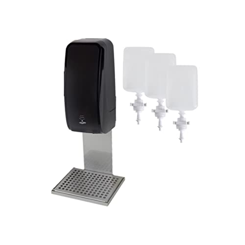 Blanc HYGIENIC Desinfektionsspender Cosmos – Spender mit Sensor, Tischständer und 3 x 1 Liter Desinfektionsmittel, ergiebige Händedesinfektion für ca. 3000 Anwendungen, Schwarz von Blanc HYGIENIC