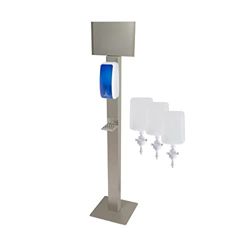 Blanc HYGIENIC Desinfektionsspender Cosmos – Spender mit Sensor und Standfuß, Spender stehend und 3X 1 Liter Desinfektionsmittel, Händedesinfektion für ca. 3.000 Anwendungen, Weiß und Blau von Blanc HYGIENIC