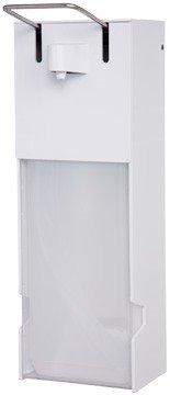 Blanc HYGIENIC Desinfektionsspender FIX – Armhebel-Spender mit Edelstahl-Bedienhebel, Euro Spender inkl. Leere 2,5 Liter Flasche zum Selbstbefüllen, Spender mit kurzem Bedienhebel, Weiß von Blanc HYGIENIC