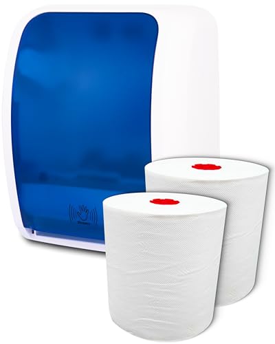 Blanc HYGIENIC Set: Handtuchrollenspender Sensor, berührungslos, Blanc Cosmos 2 Handtuchrollen Premium TAD - PRODUKTSET Farbe Blau/Weiß von Blanc HYGIENIC