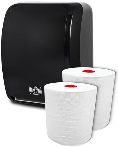 Blanc HYGIENIC Set: Handtuchrollenspender Sensor, berührungslos, Blanc Cosmos 2 Handtuchrollen Premium TAD - PRODUKTSET Farbe Schwarz von Blanc HYGIENIC
