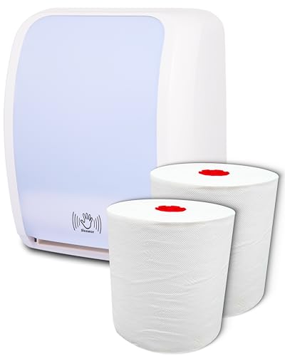 Blanc HYGIENIC Set: Handtuchrollenspender Sensor, berührungslos, Blanc Cosmos 2 Handtuchrollen Premium TAD - PRODUKTSET Farbe Weiß von Blanc HYGIENIC