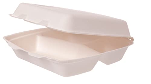 Blanc HYGIENIC Menübox 3-geteilt – 400x Lunchboxen, biologisch abbaubare Dinnerboxen aus Bagasse, umweltfreundliche Menüschale für to go und take away Essen von Blanc HYGIENIC