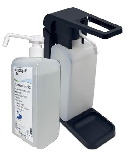 Blanc HYGIENIC SET: Blanc Hygienic Hebelspender 1.000ml + 2x 1 Liter Haut- und Händedesinfektion mit vormontierter Pumpe Farbe Schwarz von Blanc HYGIENIC