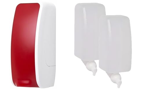 Blanc HYGIENIC Schaumseifen-Spender Cosmos – Seifenspender manuell für Wandmontage und 2X 1 Liter Handseife, ergiebige Seife für ca. 5.000 Anwendungen, Farbe Rot/Weiß von Blanc HYGIENIC