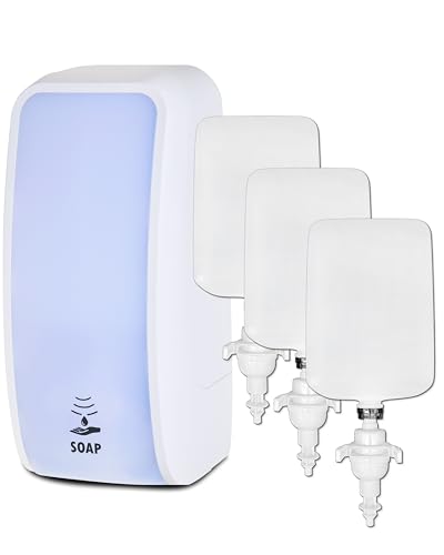 Blanc HYGIENIC Schaumseifen-Spender Cosmos – Seifenspender mit Sensor für Wandmontage und 3X 1 Liter Handseife antibakteriell, ergiebige Seife für ca. 7.500 Anwendungen, Weiß von Blanc HYGIENIC