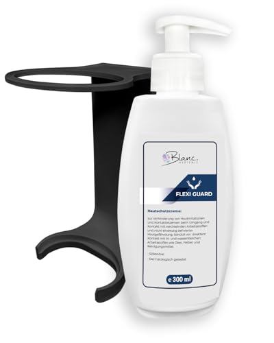 Blanc HYGIENIC Set: Mini Fix-System - 2X Mini Fix Spender, weiß oder schwarz + Hautschutzcreme, silikonfrei, höchst ergiebig 4X 300 ml Farbe Schwarz von Blanc HYGIENIC