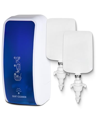Blanc HYGIENIC Spender für Toilettensitzreinigung Cosmos – Reinigungsspender mit Sensor für Wandmontage und 2x 1 Liter Toilettensitzreiniger für ca. 5.000 Anwendungen Farbe Blau/Weiß von Blanc HYGIENIC