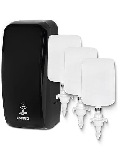 Blanc HYGIENIC Desinfektionsspender Cosmos – Spender mit Sensor, Wandspender und 3 x 1 Liter Desinfektionsmittel, ergiebige Händedesinfektion für ca. 3000 Anwendungen, Schwarz von Blanc HYGIENIC
