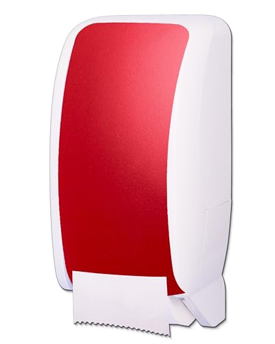 Cosmos Toilettenpapierspender Doppelrolle - ABS-Kunststoff - Abschließbar - Einzelblattabriss - Restrollenfunktion - Wandmontage - Spender für Cosmos Toilettenpapierrollen - Weiß/Rot von Blanc HYGIENIC