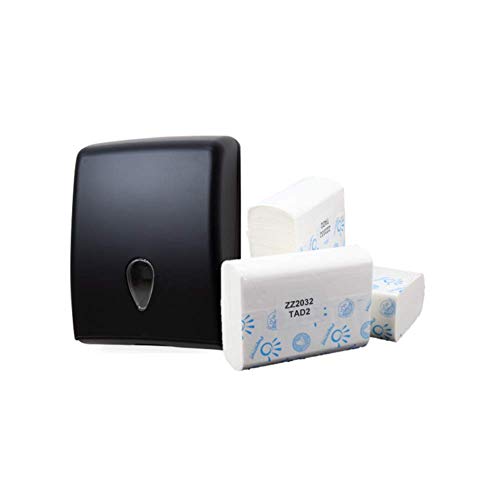 Blanc HYGIENIC Falthandtuchspender Infinity – Handtuchspender, abschließbar zur Wandmontage, inkl. 2.000 Blatt Zick-Zack Premium Handtuchpapier Zel-TAD, Interfold, 2-lagig, Schwarz von Blanc HYGIENIC