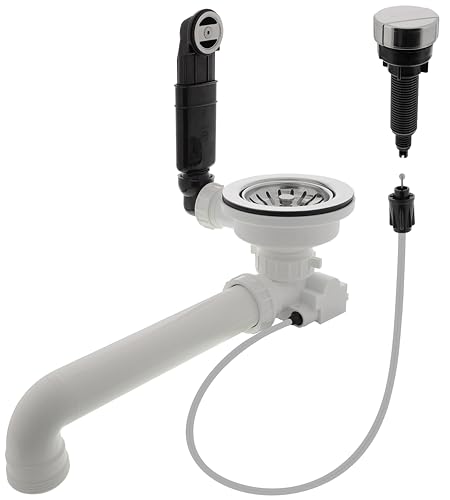 BLANCO Ablaufgarnitur 1 x 3½'' mit Ablauffernbedienung | Empfohlen für BLANCO CLASSIC, DALAGO, ELON, METRA, NOVA, RONDOVAL und ZIA Spülen | Einfache Installation & hohe Langlebigkeit von BLANCO