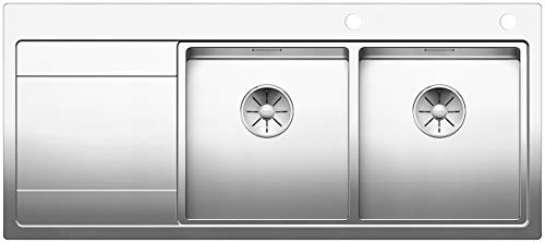 BLANCO DIVON II 8 S-IF | Edelstahl | Einbauart: Einbau von Oben & Flächenbündig | Hauptbecken rechts | für 80 cm breite Unterschränke | Widerstandsfähig gegenüber Kratzern von BLANCO