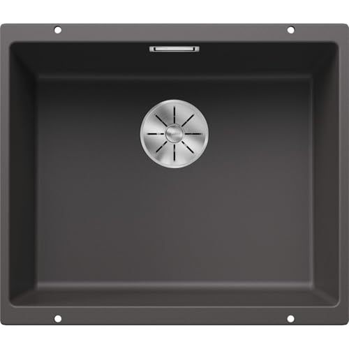 BLANCO SUBLINE 500-U | Granitspüle aus SILGRANIT felsgrau | Einbauart: Unterbau | für 60 cm breite Unterschränke | Beckenform 2 in 1: zwei Becken, ein Ausschnitt und nur einmal montiert von BLANCO