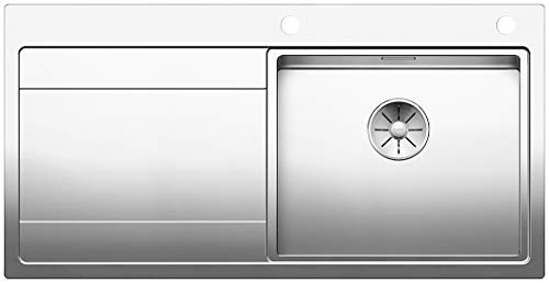 BLANCO DIVON II 5 S-IF | Edelstahl | Einbauart: Einbau von Oben & Flächenbündig | Hauptbecken rechts | für 50 cm breite Unterschränke | Widerstandsfähig gegenüber Kratzern von BLANCO