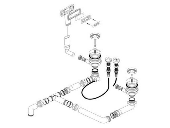 Blanco Einbauspüle Ablaufgarnitur 2 x 3,5'' Ablauffernbedienung C-overflow® von Blanco